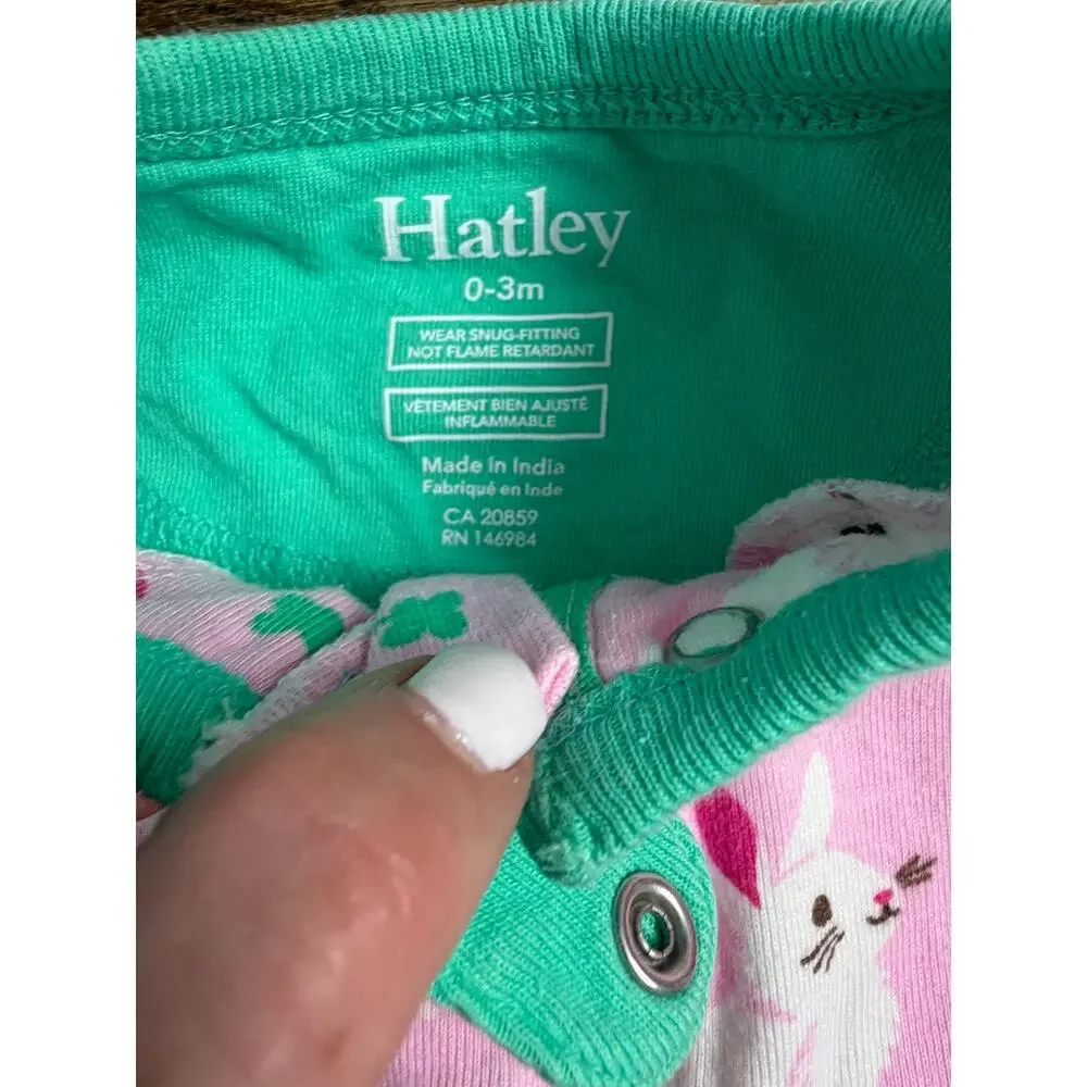 Hatley Bunny Footed Pajamas size 0-3 mo